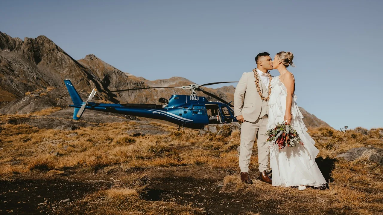 Still frame from the Queenstown elopement trailer